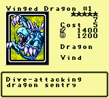 Winged Dragon #1 — Monster (Dragon) [Wind] — Level 5 — Cost 5 — ATK 1400 / DEF 1200 — Dive-attacking    dragon sentry
