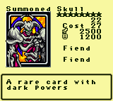 Summoned Skull — Monster (Fiend) [Fiend] — Level 8 — Cost 27 — ATK 2500 / DEF 1200 — A rare card with  dark powers
