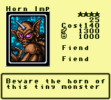 Horn Imp — Monster (Fiend) [Fiend] — Level 4 — Cost 140 — ATK 1300 / DEF 1000 — Beware the horn of this tiny monster