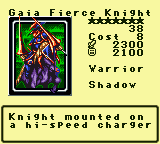 Gaia Fierce Knight — Monster (Warrior) [Shadow] — Level 7 — Cost 8 — ATK 2300 / DEF 2100 — Knight mounted on a hi-speed charger