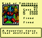 King of Yamimakai — Monster (Fiend) [Fiend] — Level 8 — Cost 41 — ATK 2600 / DEF 2300 — A powerful force  that destroys all