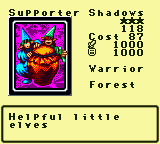 Supporter Shadows — Monster (Warrior) [Forest] — Level 3 — Cost 87 — ATK 1000 / DEF 1000 — Helpful little    elves