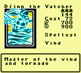 Djinn the Watcher — Monster (Spellcst) [Wind] — Level 3 — Cost 72 — ATK 700 / DEF 900 — Master of the wind and tornado