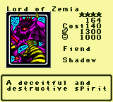 Lord of Zemia — Monster (Fiend) [Shadow] — Level 4 — Cost 140 — ATK 1300 / DEF 1000 — A deceitful and   destructive spirit