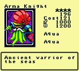 Arma Knight — Monster (Aqua) [Aqua] — Level 4 — Cost 121 — ATK 1000 / DEF 1200 — Ancient warrior of the seas