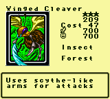 Winged Cleaver — Monster (Insect) [Forest] — Level 3 — Cost 47 — ATK 700 / DEF 700 — Uses scythe-like  arms for attacks