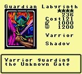 Guardian Labyrinth — Monster (Warrior) [Shadow] — Level 4 — Cost 121 — ATK 1000 / DEF 1200 — Warrior guarding  the Unknown Gate