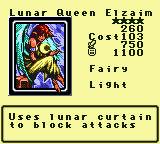 Lunar Queen Elzaim — Monster (Fairy) [Light] — Level 4 — Cost 103 — ATK 750 / DEF 1100 — Uses lunar curtain to block attacks