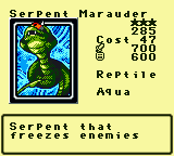 Serpent Marauder — Monster (Reptile) [Aqua] — Level 3 — Cost 47 — ATK 700 / DEF 600 — Serpent that      freezes enemies