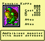 Psychic Kappa — Monster (Aqua) [Aqua] — Level 3 — Cost 87 — ATK 400 / DEF 1000 — Amphibious monster with many defenses