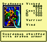 Dragoness Wicked — Monster (Warrior) [Wind] — Level 4 — Cost 121 — ATK 1200 / DEF 900 — Swordsman equipped with dragon armor