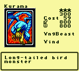 Kurama — Monster (WngBeast) [Wind] — Level 3 — Cost 59 — ATK 800 / DEF 800 — Long-tailed bird  monster
