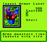 Insect Armor Laser — Magic (Spell) — Cost 100 — Arms monsters like Insects with fire