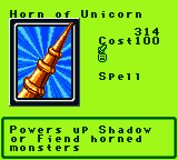 Horn of Unicorn — Magic (Spell) — Cost 100 — Powers up Shadow  or Fiend horned monsters