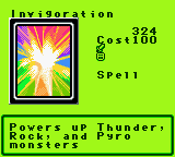 Invigoration — Magic (Spell) — Cost 100 — Powers up Thunder, Rock, and Pyro monsters