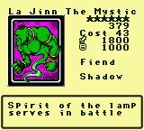 La Jinn The Mystic — Monster (Fiend) [Shadow] — Level 6 — Cost 43 — ATK 1800 / DEF 1000 — Spirit of the lamp serves in battle