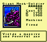 Giant Mech-Soldier — Monster (Machine) [Fiend] — Level 6 — Cost 65 — ATK 1750 / DEF 1900 — Wields a massive  and powerful axe