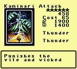 Kaminari Attack — Monster (Thunder) [Thunder] — Level 6 — Cost 65 — ATK 1900 / DEF 1400 — Punishes the      vile and wicked