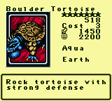 Boulder Tortoise — Monster (Aqua) [Earth] — Level 7 — Cost 3 — ATK 1450 / DEF 2200 — Rock tortoise with strong defense