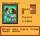 Skelengel — Effect Monster (Fairy) [Light] — Level 3 — Cost 72 — ATK 900 / DEF 400 — Draw one card from your deck
