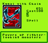 Kunai with Chain — Magic (Spell) — Cost 100 — Powers up fighter- looking monsters