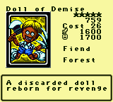Doll of Demise — Monster (Fiend) [Forest] — Level 5 — Cost 26 — ATK 1600 / DEF 1700 — A discarded doll  reborn for revenge
