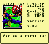 Steel Fan Fighter — Monster (Warrior) [Wind] — Level 7 — Cost 3 — ATK 2200 / DEF 1850 — Wields a steel fan