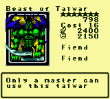 Beast of Talwar — Monster (Fiend) [Fiend] — Level 7 — Cost 16 — ATK 2400 / DEF 2150 — Only a master can use this talwar