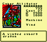 Cyber Alligator — Monster (Machine) [Wind] — Level 8 — Cost 27 — ATK 2500 / DEF 1600 — A winged cyborg   dragon