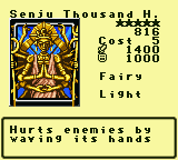 Senju Thousand H. — Monster (Fairy) [Light] — Level 5 — Cost 5 — ATK 1400 / DEF 1000 — Hurts enemies by waving its hands