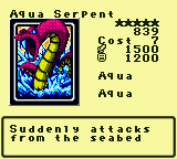 Aqua Serpent — Monster (Aqua) [Aqua] — Level 5 — Cost 7 — ATK 1500 / DEF 1200 — Suddenly attacks from the seabed