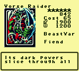 Vorse Raider — Monster (BeastWar) [Fiend] — Level 6 — Cost 65 — ATK 1900 / DEF 1200 — Its dark powers slice through all
