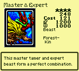 Master & Expert — Monster (Beast) [Forest-Kin] — Level 4 — Cost 121 — ATK 1200 / DEF 1000 — This master tamer and expert beast form a perfect combination.