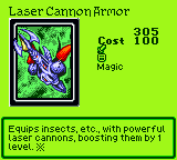 Laser Cannon Armor — Magic (Magic) — Cost 100 — Equips insects, etc., with powerful laser cannons, boosting them by 1 level. ※