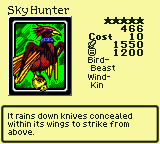 Sky Hunter — Monster (Bird-Beast) [Wind-Kin] — Level 5 — Cost 10 — ATK 1550 / DEF 1200 — It rains down knives concealed within its wings to strike from above.