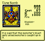 Time Bomb — Monster (Fire) [Illusion-Kin] — Level 3 — Cost 87 — ATK 200 / DEF 1000 — It is said that this monster's blast gets allied monsters caught up in it.