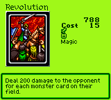 Revolution — Magic (Magic) — Cost 15 — Deal 200 damage to the opponent for each monster card on their field.