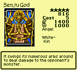 Senju God — Monster (Angel) [White-Kin] — Level 5 — Cost 5 — ATK 1400 / DEF 1000 — It swings its numerous arms around to deal damage to the opponent's monster.