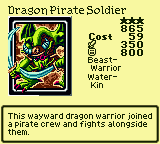 Dragon Pirate Soldier — Monster (Beast-Warrior) [Water-Kin] — Level 3 — Cost 59 — ATK 350 / DEF 800 — This wayward dragon warrior joined a pirate crew and fights alongside them.