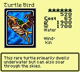 Turtle Bird — Water [Wind-Kin] — Level 6 — Cost 65 — ATK 1900 / DEF 1700 — This rare turtle primarily dwells underwater but can also soar through the skies.